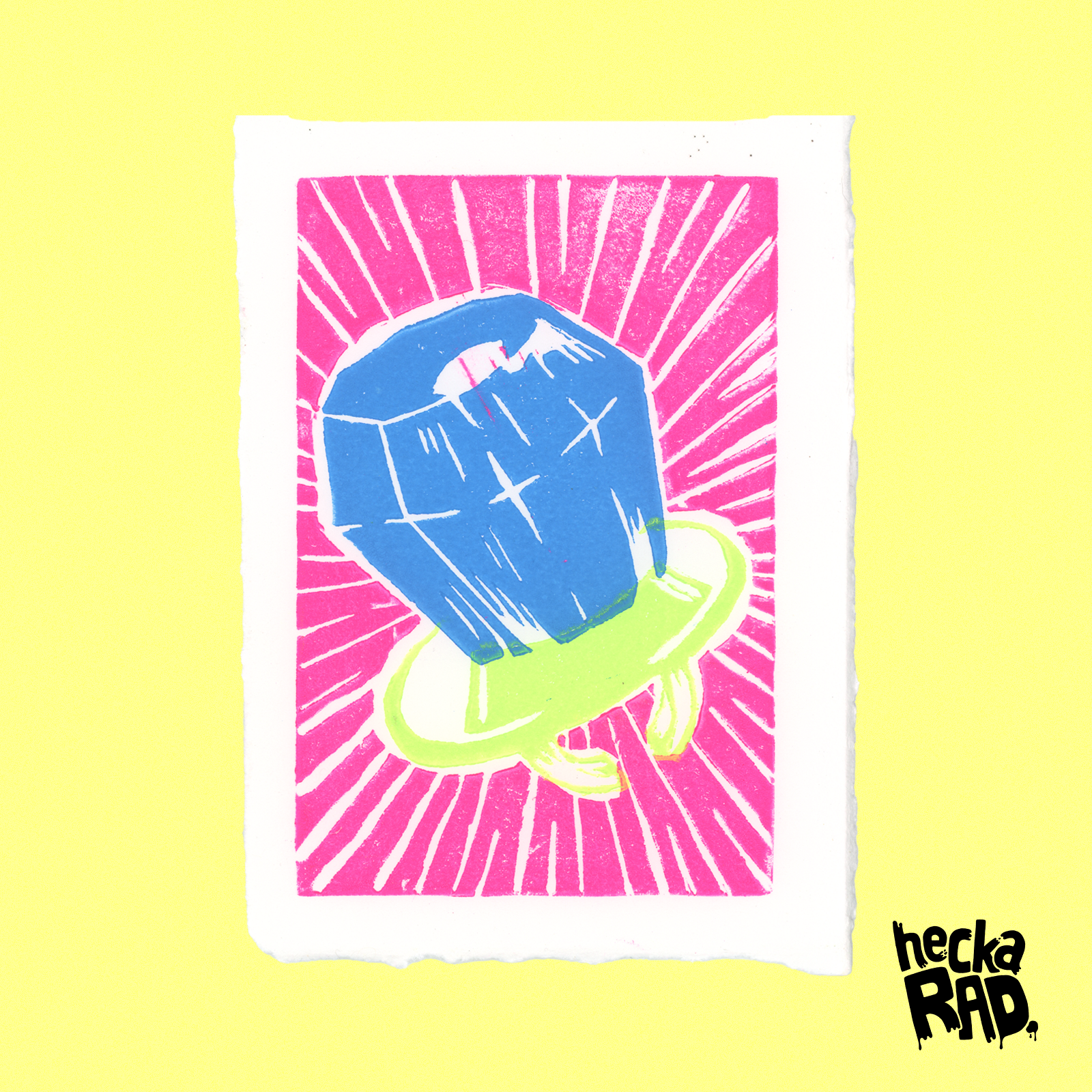 Ring Pop - Linocut (Blue)